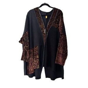 Staley Gretzinger Coat Jacket OS top Multi blue Art To Wear Lagenlook  Cardigan